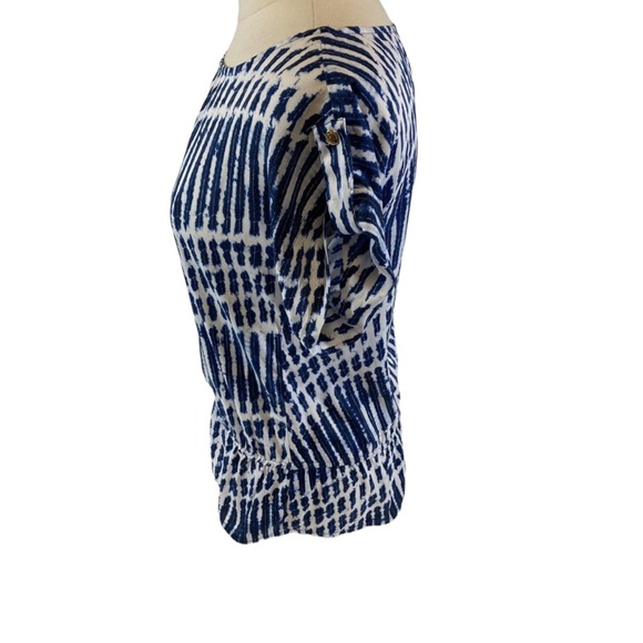 MICHAEL Michael Kors Blue White Tie Dye Style Print Polyester Blouse Sz M - Picture 4 of 11